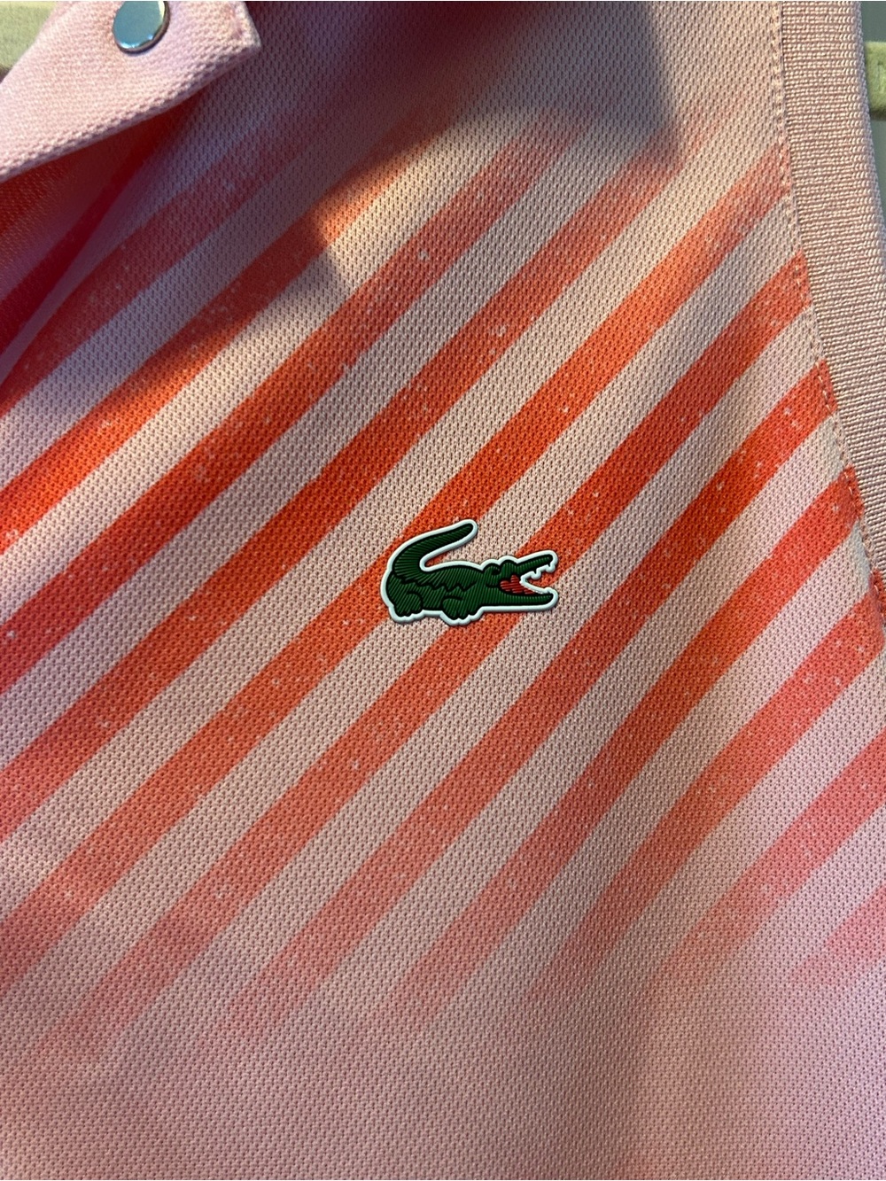 Lacoste Pink and Coral Striped Sleeveless Polo Tank - Picture 5 of 8